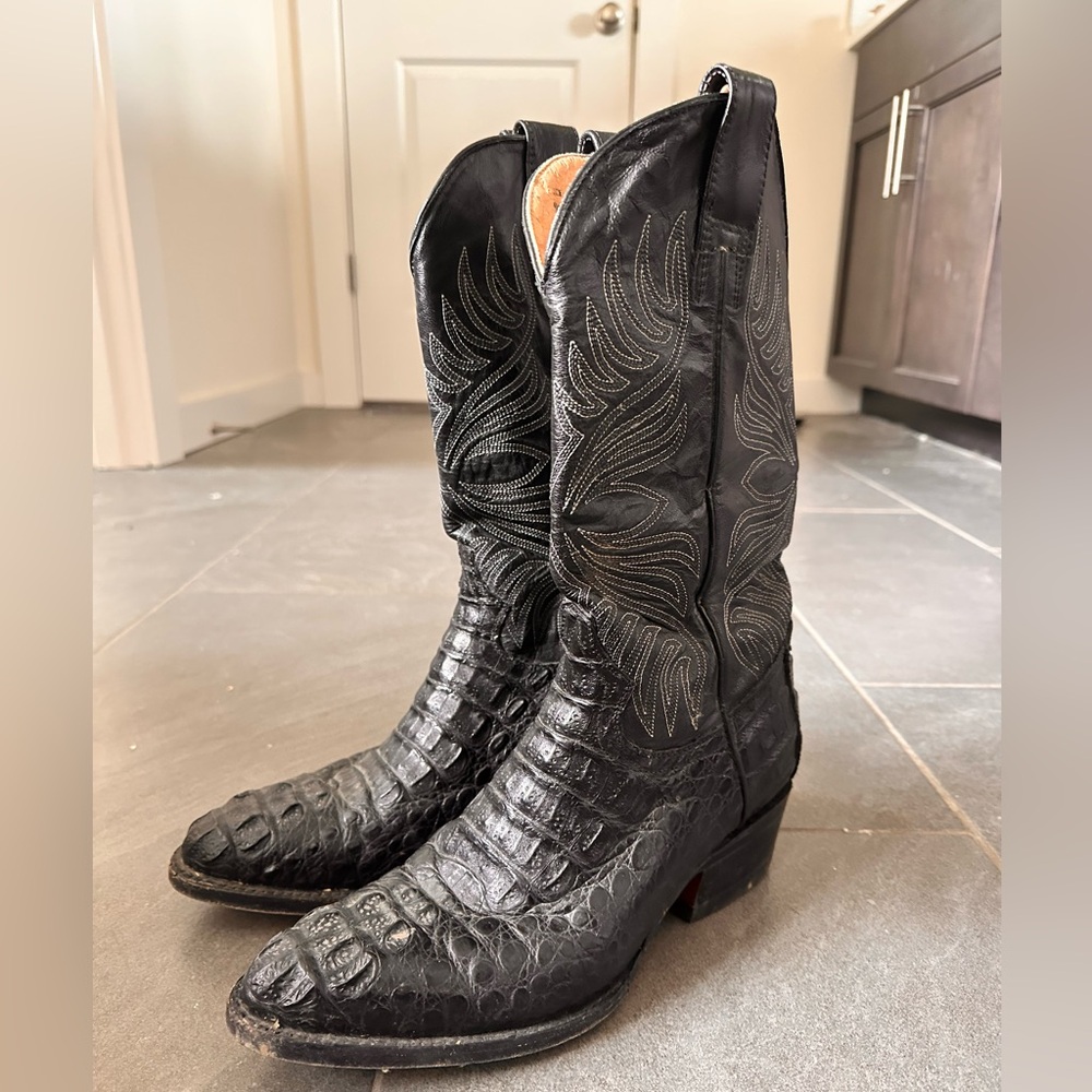 Amazonas Black Caiman/Croc Print Western Boots Men’s ~8.5 Narrow